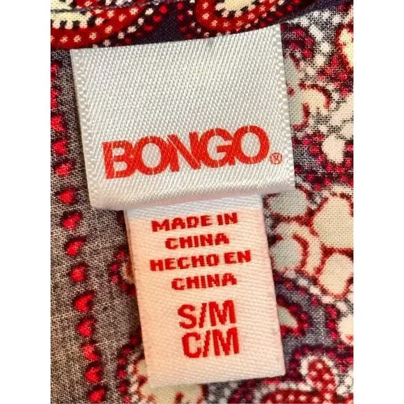 Bongo Blue Red White Scarf Print Fringe Kimono Jacket Women Juniors S/M - Picture 3 of 11